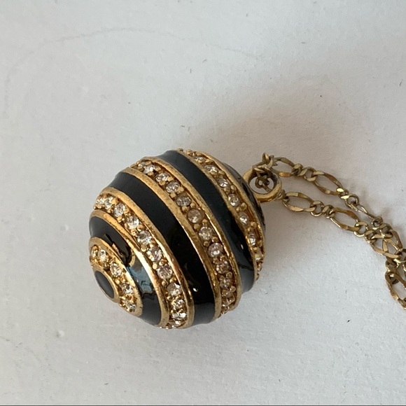 Extra Long Pave Set Rhinestone & Enamel Necklace - Picture 5 of 7